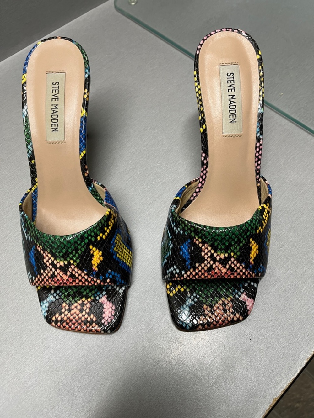 Steve Madden Multicolor Snake-Print Slide Sandals